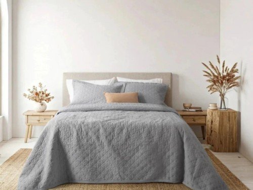 Cubrecama Cover Quilt Liso Reversible Queen Con Fundones