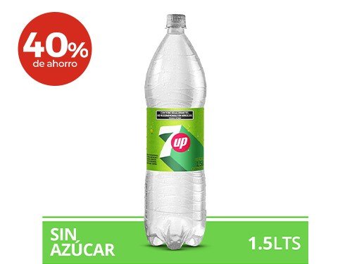Gaseosa 7 Up Sin Azucar Botella 1,5 Lt.