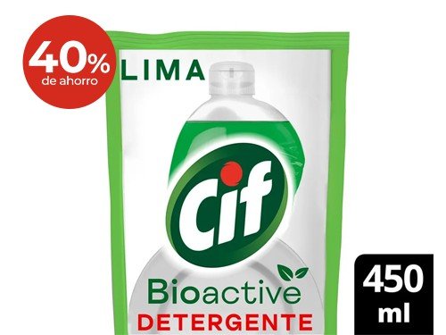 Detergente Cif Bioactive Lima Doypack 450 Ml.