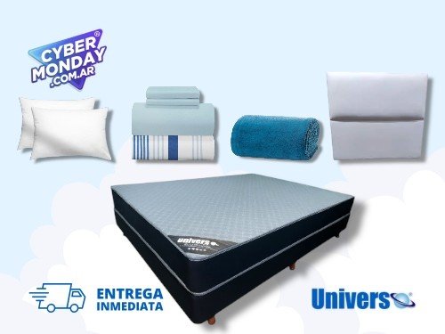 Colchón Sommier Accesorios. Mega Combo Completo 2 pl. y 1/2