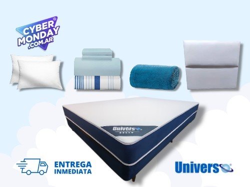 Colchón Sommier Accesorios. Mega Combo Completo 2 pl. y 1/2