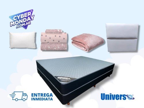 Colchón Sommier Accesorios. Mega Combo Completo 1 pl. y 1/2