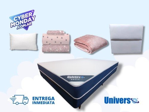 Colchón Sommier Accesorios. Mega Combo Completo 1 pl. y 1/2