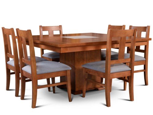 Juego de Comedor Mesa Euro Base Central con 6 Sillas Euro Espácity