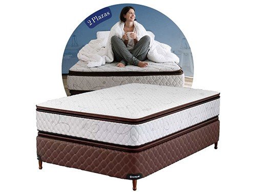 Colchon y Sommier 2 Plazas 140x190cm Espuma Alta Densidad Estelar