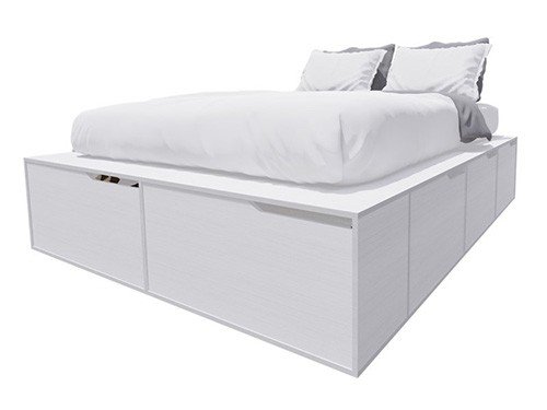 Cama Box EMC 2 Plazas 1,40m con 6 Cajones y 2 Zapateros Blanco