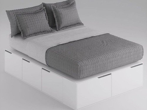 Cama Box EMC King con 6 Cajones y 2 Zapateros Blanco