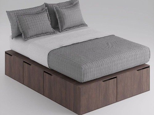 Cama Box EMC King con 6 Cajones y 2 Zapateros Wengue 