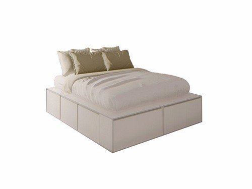 Cama PRO EMC 2 Plazas 1,40m con 6 cajones y 2 zapateros Blanca