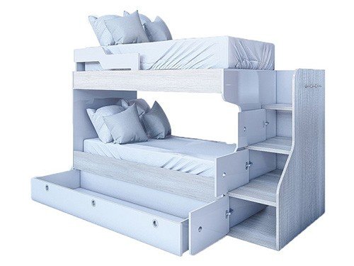 Cucheta EMC Con 3 Cajones y Escalera Blanco y Helsinki