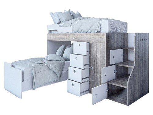 Cucheta EMC Con Chifonier Blanco y  Báltico