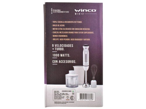 Minipimer Licuadora de Mano Winco W1012 1000Wcon Accesorios