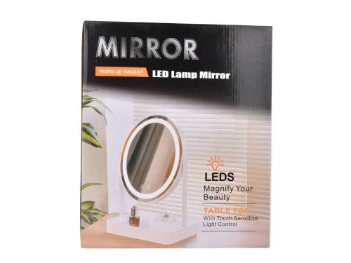 Espejo de Mesa Redondo Luz Led Táctil USB 30cm