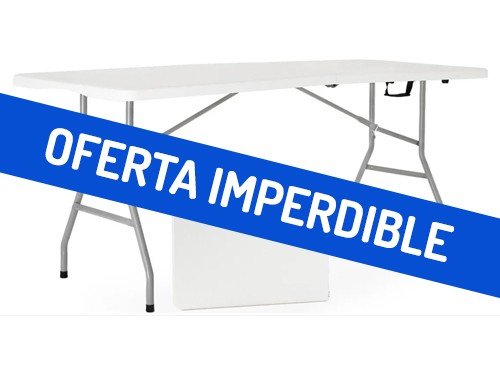 Mesa Plegable Valija Holz Reforzada 1,80m Plástico Blanca