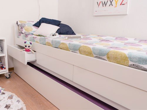 Cama triplex – nido con tres cajones y cama carro abajo laqueada