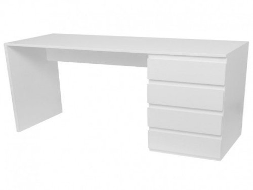 Escritorio con cajonera lateral fija. Cuenta con cuatro cajones