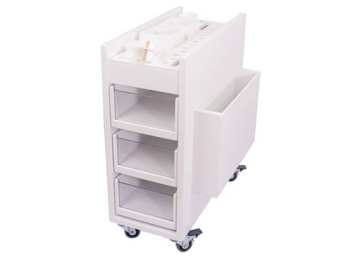 Gavetero de Arte rodante con seis cajoncitos con frentes de acrílico.