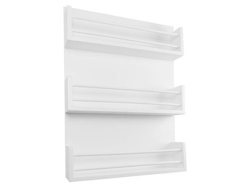 Librero de pared con tres estantes y barritas