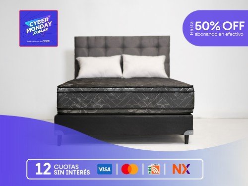 CONJUNTO DIAMANTE NEGRO 2 PLAZAS + BASE 140 X 190 + 2 ALM + RESP