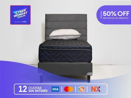 CONJUNTO DIAMANTE NEGRO 1 P. y 1/2 + BASE 100 X 190 + 1 ALM.+RESPALDAR