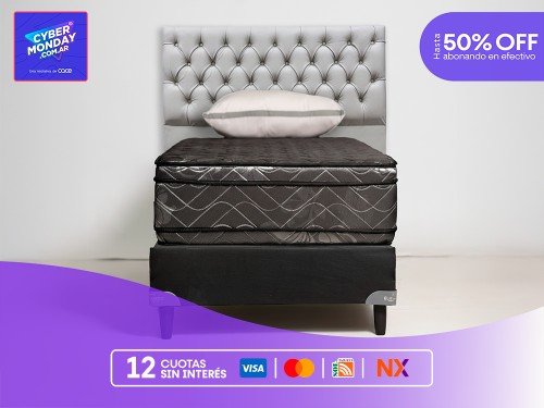 CONJUNTO DIAMANTE NEGRO 1 PLAZA + BASE 080 X 190 + 1 ALM.