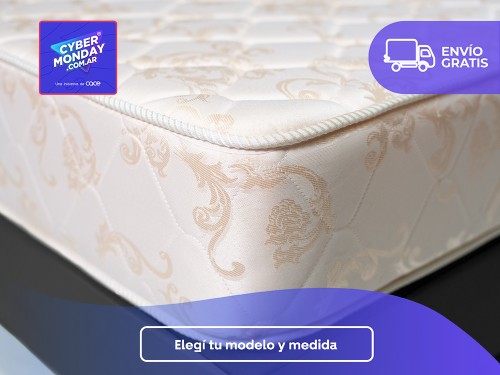 CONJUNTO SUEÑO DORADO 2 PLAZAS + BASE 140 X 190 + 2 ALM.