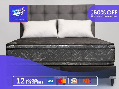 CONJUNTO DIAMANTE NEGRO KING + BASE 180 X 200 + 2 ALM.