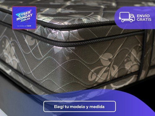 CONJUNTO DIAMANTE NEGRO KING + BASE 180 X 200 + 2 ALM.