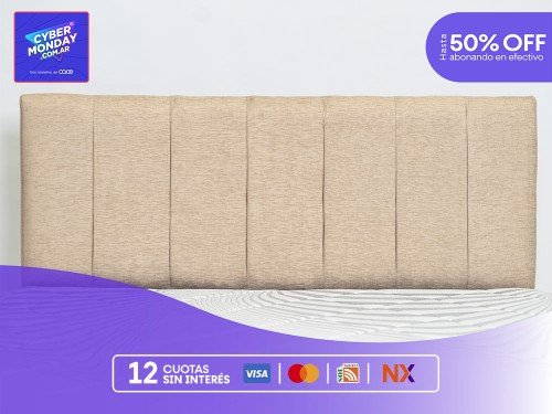 Respaldo Bastón Vertical Tela Chenille 140 cm (2 plazas)