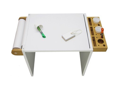 Mesita de dibujo con pizarra para marcador y accesorios
