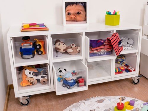 Gavetero organizador con ruedas con ocho gavetas de acrílico grandes