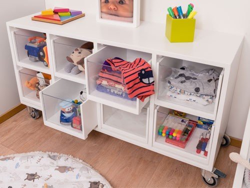 Gavetero organizador con ruedas con ocho gavetas de acrílico grandes