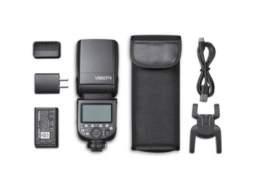 Flash godox V860 III Para Nikon N°guia 60 Bateria funda Led de enfoque