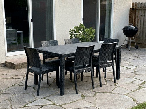 Mesa Andorra + 4 Sillones Verona + 2 Sillones Milano Negro