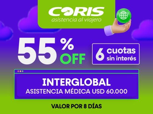 Asistencia al viajero – Interglobal x8 días -Tarifa en USD