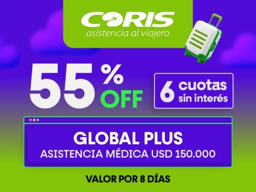 Asistencia al viajero – Global Plus x8 días -Tarifa en USD