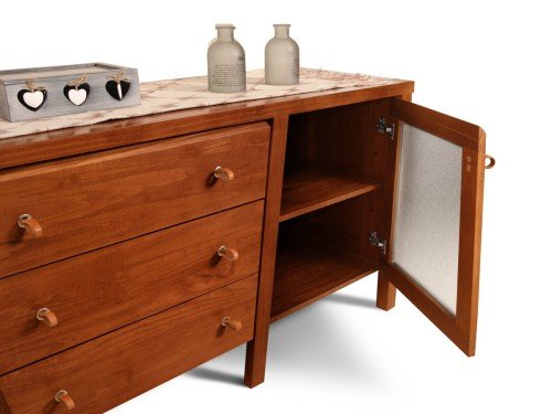 Vajillero Murano puertas con vidrio y cajones Espácity