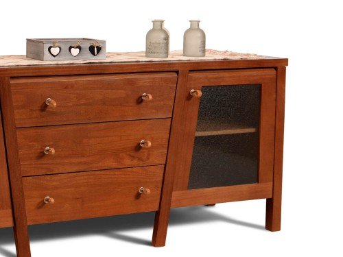 Vajillero Murano puertas con vidrio y cajones Espácity