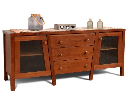 Vajillero Murano puertas con vidrio y cajones Espácity