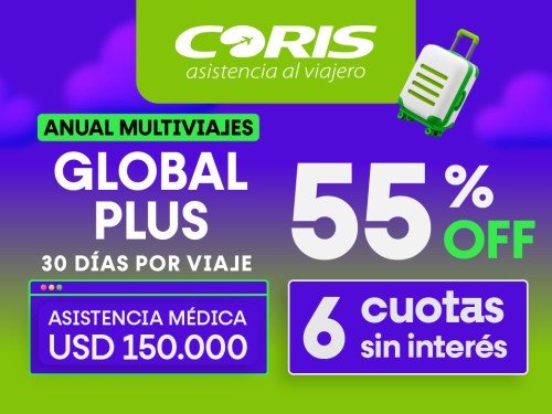Asistencia al viajero - Global Plus Multiviajes 30 días -Tarifa en USD