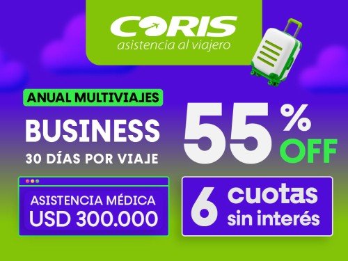 Asistencia al viajero - Business Multiviajes 30 días -Tarifa en USD