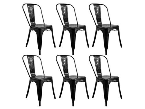 COMBO: 6 Sillas Metálicas Tolix Negro Brilloso DA-C233-NEGBRI
