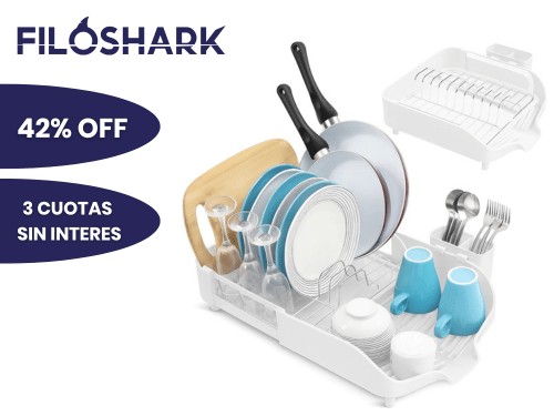 Secaplatos Escurridor Extensible Filoshark con Drenaje Blanco