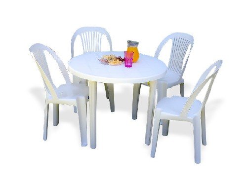 JUEGO DE JARDÍN VOSS MESA ANTILLA REDONDA + 4 SILLAS