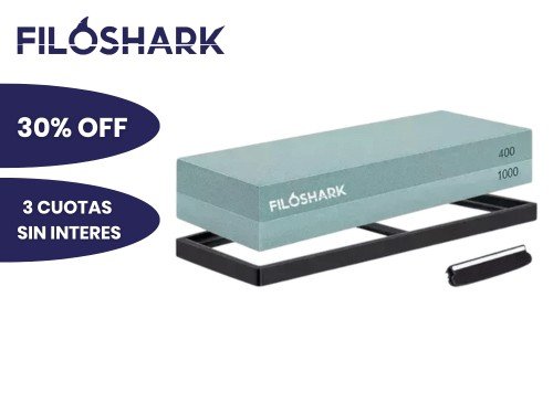 Piedra De Afilar 400 1000 Filoshark Base De Silicona + Guia