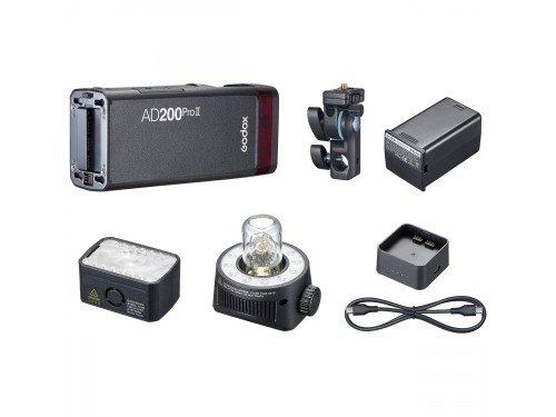 Flash portatil godox Ad200pro II 200w TTL bateria HSS lampara modelado