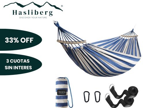 Hamaca Paraguaya con Estabilizador Hasliberg con Correas y Mosquetones