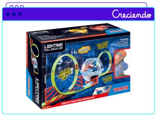 Pista De Autos Mega Baby Con Luz Vuelta 360° Lighting Pull