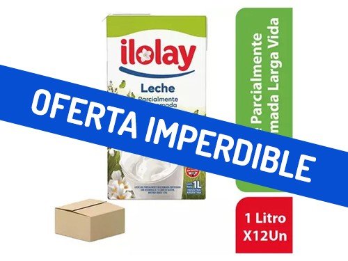 Pack 12 unidades de Leche Descremada Ilolay Larga Vida 1L