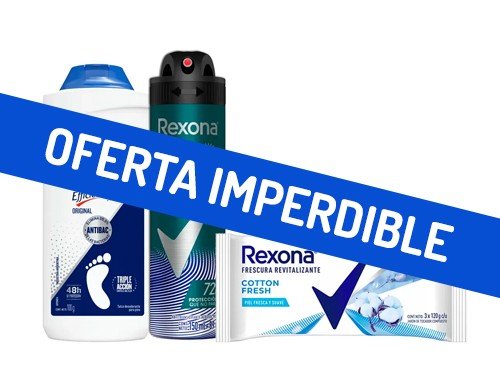 Combo Rexona Sensitive 150ml + Jabón x 3u + Talco Efficient 100gr